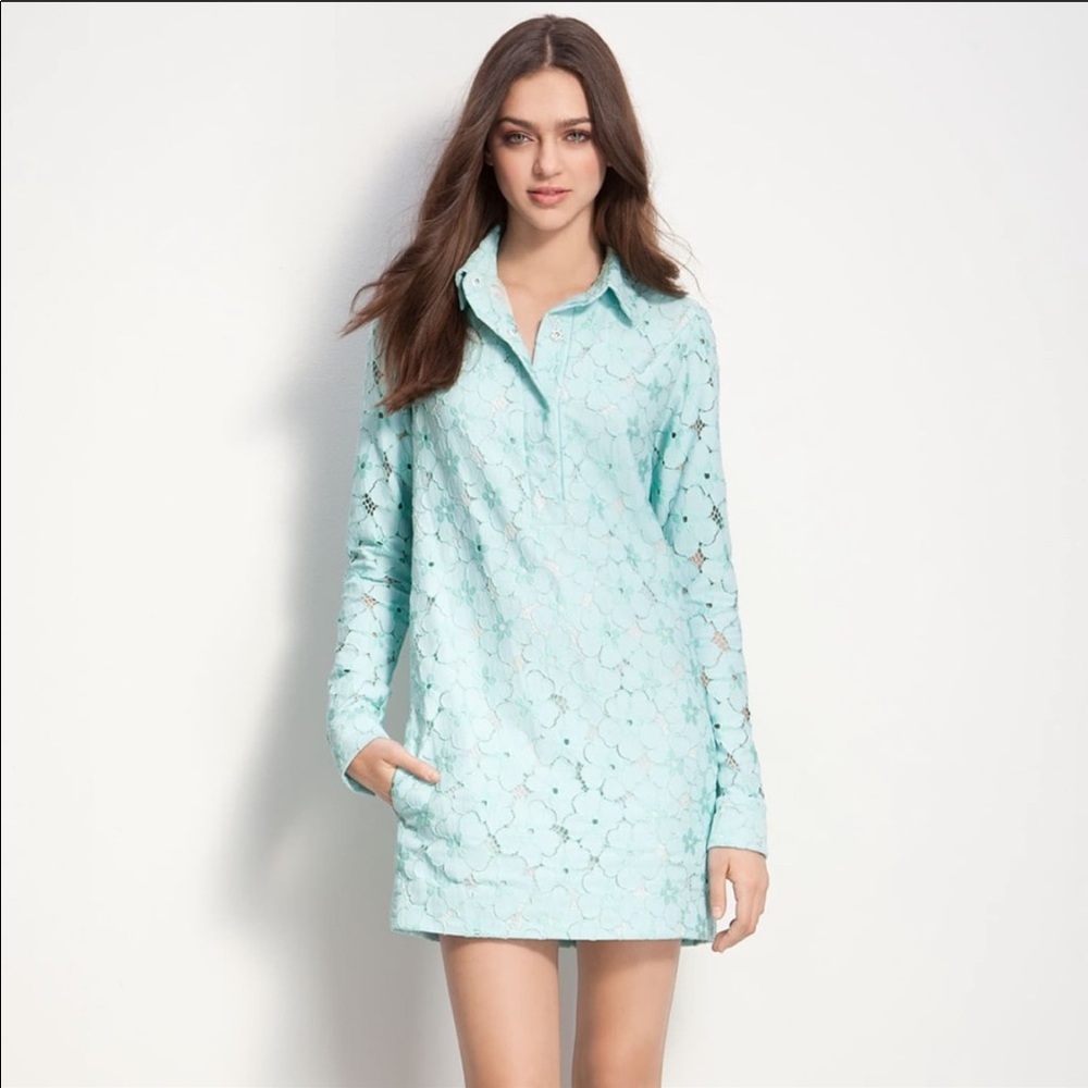 Diane Von Furstenburg Leandra Blue Lace Dress 8